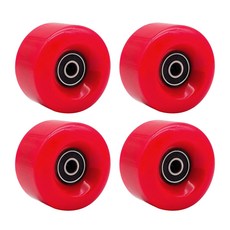 4PCS 쿼드 롤러 스케이트 휠 PU 착용 방지 휠 더블 행 롤러 스케이트 액세서리, 레드