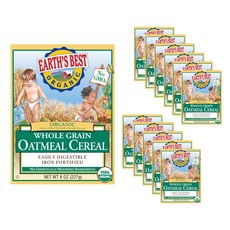 Earth's Best Organic Baby Food Organic Whole Grain Oatmeal Baby Cereal Non-GMO Easily Digestib, 1개, 227g