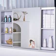 바스퍼 욕실 거울 수납장 화장실 슬라이드장, 실버, 1개