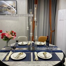 亞克力燭臺 婚禮道具 餐桌裝飾 現代家居擺件, 圓形底座 / 5頭亞克力燭臺 鏡面款 高98*寬22CM
