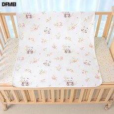 DFMEI 嬰兒隔尿墊可洗大尺寸生理期女性防漏牀墊純棉透氣防水隔尿墊, 1個, 純棉款-竹林憨憨熊(建議備2-3條 方便換洗)