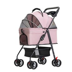 접이식 분리식 반려동물 이동 카트 강아지유모차, 핑크색, 1개