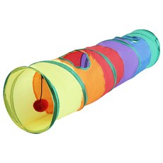 有才寵物商店 彩色寵物隧道 直筒隧道 S型隧道 貓玩具, 1個, 有喵病 直筒彩色隧道