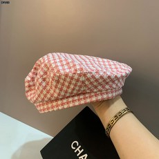 DFMEI 센조게 베레모 학원 스타일 패션 코디 체크 플랫 화가 모자 얼굴 애호박 모자