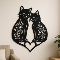 발렌타인데이 고양이 아이언워크 벽장식 감성선물 거실 인테리어, 02 200x50x25 G120-240