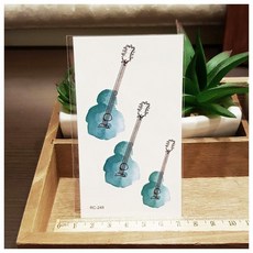 WAWA TATTOO水彩吉他RC-248防水紋身貼紙，簡約微刺青，安全無毒，持久不脫落, 1個