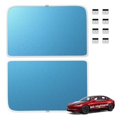 테슬라 모델 Y 2020-2024용 업그레이드된 마그네틱 햇빛 가리개 벌집 나노 세라믹 아이스 필름 루프 햇빛 가리개 100% 암막 열 장벽 처짐 및 주름 방지 2피스, M3 24-26 Blue