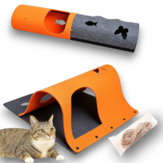 소록 무소음 2가지모양 간편세척 고양이 터널, 1개, 오렌지