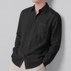 루크 남성 봄여름 고급 린넨 긴팔 셔츠 남자 데일리 심플 기본 남방 얇은 출근 정장 상의 캐주얼 카라 티셔츠