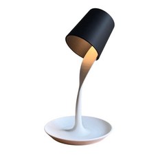 【台灣熱銷Top1】創意設計咖啡牛奶簡約檯燈 帶托盤 檯燈 家居 客廳 裝飾品 擺件 創意檯燈 創意設計檯燈 簡約色系, 黑色杯子倒牛奶