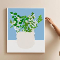 꽃 달항아리 추상 플라워 일러스트 인테리어 그림액자 2, 18.미니화이트플라워