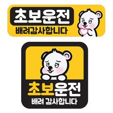 [초강력 자력] 초보운전 탈부착 반사 자석 스티커, 1개, 세트(정사각형+직사각형)