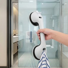 ADNEWX 노인 장애인용 욕실 안전손잡이 세트 화장실 보조 손잡이 욕조 안전바 논슬립 강력 흡착식, 백색-검정