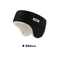 冬季運動跑步髮帶 耳罩套 護耳固發防風保暖 柔軟親膚超彈 加絨雙層耳套 跑步頭巾束發帶 巨厚耳罩保暖 時尚保暖耳罩套, 男女通用羊羔毛保暖[黑色], 1個