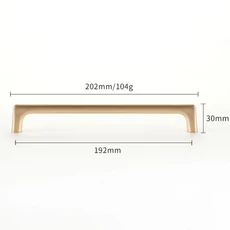 YUTOKO 캐비닛 손잡이 진주 회색 황동 골드 문짝 아연 합금 서랍 당김 가구 하드웨어, 05 Brass Gold 192mm