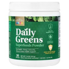 21스트 센추리 Daily Greens 슈퍼 푸드 분말 레몬 라임 210g(7.4oz) CEN-28078, 21st Century, Daily Greens 슈퍼, 210g, 1개