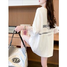 캐주얼 레이스 반팔티 여자 빅사이즈 박시핏 데일리