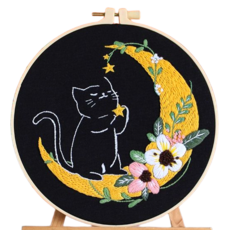 레아채 DIY 고양이 감성 자수, 별빛냥, 1개