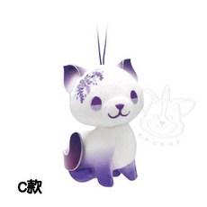 KITAN 花貓絨毛吊飾 轉蛋 扭蛋 貓咪 公仔 全4款, 1個, C款/紫色花貓3D010