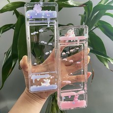 油滴液體沙漏 創意擺飾, 油滴款（粉色）櫻花兔階梯