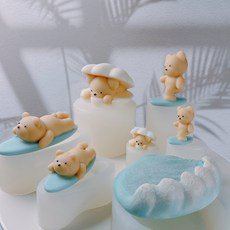 곰돌이몰드 서핑곰 여름몰드 캔들 레진 석고 비누 초콜릿 수제몰드, 4.쉘 곰돌이 소