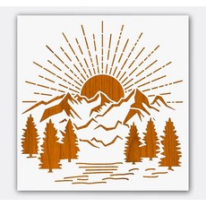 MOUNTAIN 마운틴 AND & TREE 트리 Line 스텐실 - 재사용 가능한 20.3 x 27.9cm(8 11인치) 자연 풍경 템플릿 DIY 소박한 벽 아트 캐빈 데코, MOUNTAIN 마운틴 AND & TREE 트리 Lin