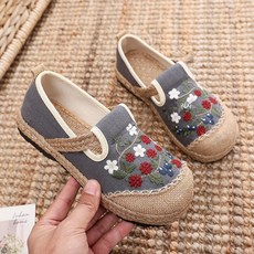 여성 에스닉 자수 신발 펌프스 편안한 데일리 슈즈 여행 니트 메리제인 플랫슈즈
