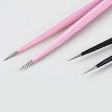 INSAVII 네일 집게 아트 도구 정교 핀셋 셀프 스톤 피커 이지 그립, 핑크