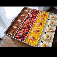 不鏽鋼長條慕斯蛋糕模具 提拉米蘇芝士蛋糕胚烘焙長盒 適用中式商用擺攤, 1個, 【單個】,鏟子一套