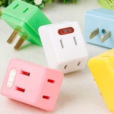 旋轉插座一轉三插頭 180度轉向換插座超薄無線轉換 豆腐頭一拖三插頭電源轉換器 超薄大功率轉接頭, 豆腐頭（不挑色）, 1個