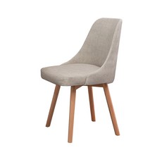 北歐旋轉餐椅 簡約風淺色 木腳餐椅 化妝椅 辦公椅, 米白麻布, 1件