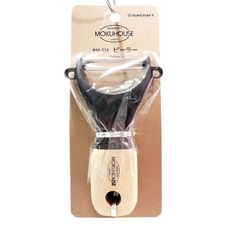 SUNCRAFT MOKUHOUSE 日本製原木木柄不鏽鋼削皮器, 1個, 黑色