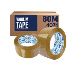 우림 박스테이프 OPP 경포장 황색 80M 50개 포장 택배용, 40개