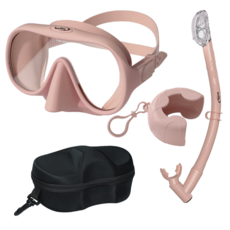 써핏 물유입차단 접이식 스노쿨링 세트, 파우더 핑크