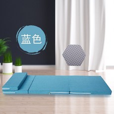 可摺疊床墊 午睡墊 榻榻米墊 打地鋪 午睡墊 折疊床墊 辦公室海綿墊 小學生單人加厚午休墊子, 【蓝色】可折叠/送收纳袋,防滑款160*60*5CM【珍珠棉】