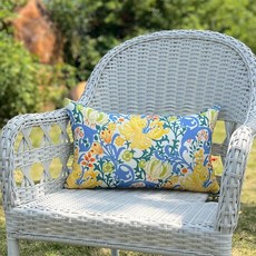 JMKaixin 파티오 허리 베개 2개 팩 30.5 x 50.8cm(12 20인치) 변색 방지 야외 방수 베개 내부 포함 가정 테라스 소파용 장식용 정원 쿠션, 금박 꽃