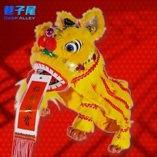 醒獅提綫木偶國潮小孩兒童節民間傳統複古獅子民俗手工 醒獅玩具 提綫木偶 小孩玩具 民間傳統 複古獅子 民俗 手工擺件 醒, 黃色木偶獅, 1個