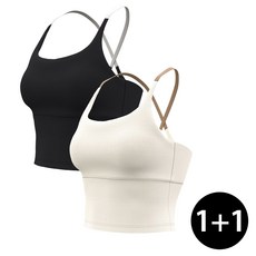 가슴 매트 요가 브라 2피스 세트 스포츠 스트랩 상의가 포함된 1+1 피트니스 속옷
