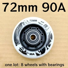 인라인 스케이트 휠 스케이트 휠 블랙 화이트 PU 휠 85A 90A 72mm 76mm 80mm 휠 두께 24mm 8 휠/로트, 06 72mm 90A