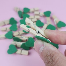 50개입 집게 사진 나무 메모 문구용 하트형