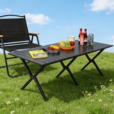 크크라이프 접이식 계란말이 캠핑 롤 테이블, 블랙