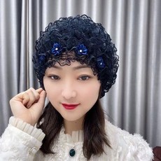 sweet home 小花朵蕾絲包頭帽 遮白髮居家帽