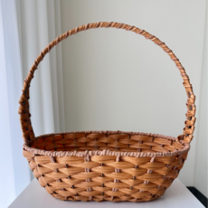 라탄 과일바구니 대형 36X40cm 손잡이 바구니, 1개, 브라운