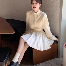 여성 봄 스커트 세트 긴팔 가디건 + 스커트 투피스 데일리 여자 투피스 세트 YXF