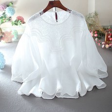 빌리즈빈 셀렉오블라우스 여성 봄 라운드넥 레이스 블라우스 2036