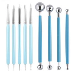 UUSYCUN 9개 세트 조각 점도구 만다라 그림용 양방향 볼 스타일러스 점도구로 엠보싱 성형 네일 아트 폴리머 클레이 도자기 공예 스톤 암석용, UUSYCUN 9개 세트 조각 점도구 만다라 그림용 양