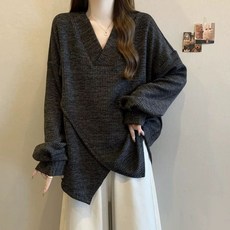 孕婦春秋款長袖V領上衣 薄款寬鬆不對稱拼接遮肚子大碼慵懶風衛衣