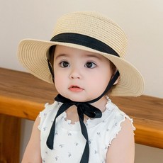 해피프린스 플랫 아기 밀짚 파나마햇