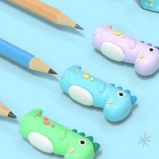 귀여운 공룡 캐릭터 디자인 실리콘 소재 연필 보호 캡 홀더 학생 문구 필기구, 1개, 옐로우