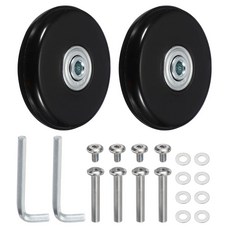 YELARXI 교체용 수하물 바퀴 여행 가방 바퀴 교체 키트 100x24mm 및 2세트 및 고무 및 블랙 - 장착 (회전 캐스터 베어링 수리/교체/롤러 백/가방/스피너), 60x14mm, 1